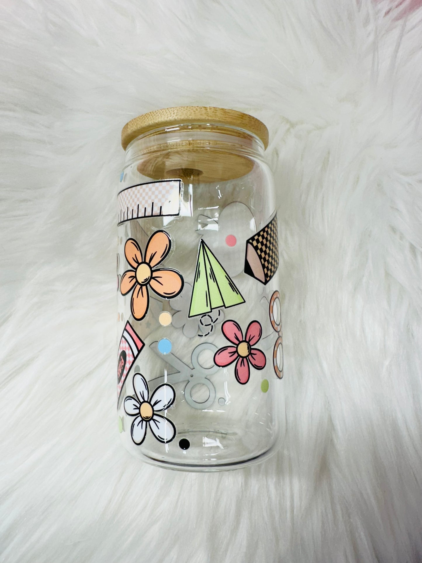 12oz Glass Cup - teacher
