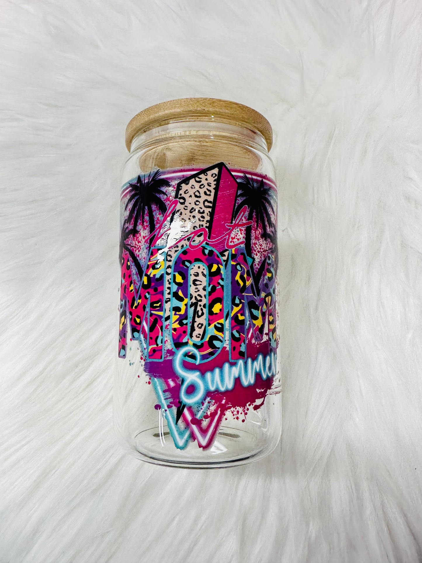 12oz Glass Cup: hot mom summer
