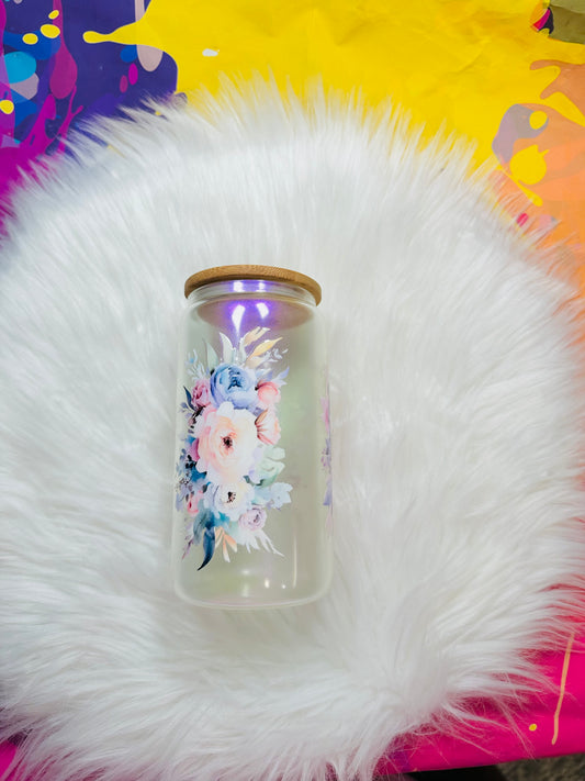 16 Glass Can - Floral