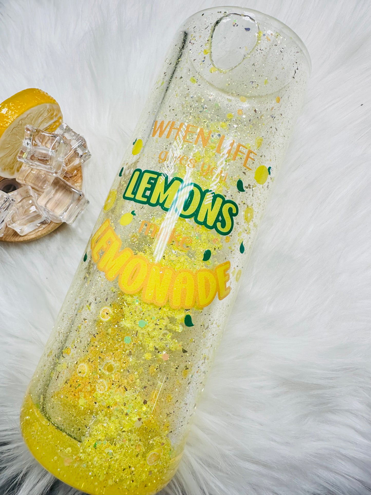 20oz Glass Snow globe Lemonade with topper