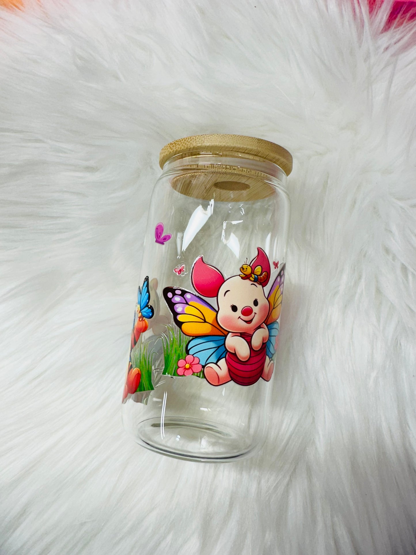 12oz Glass Cup - Winnie the Pooh characters