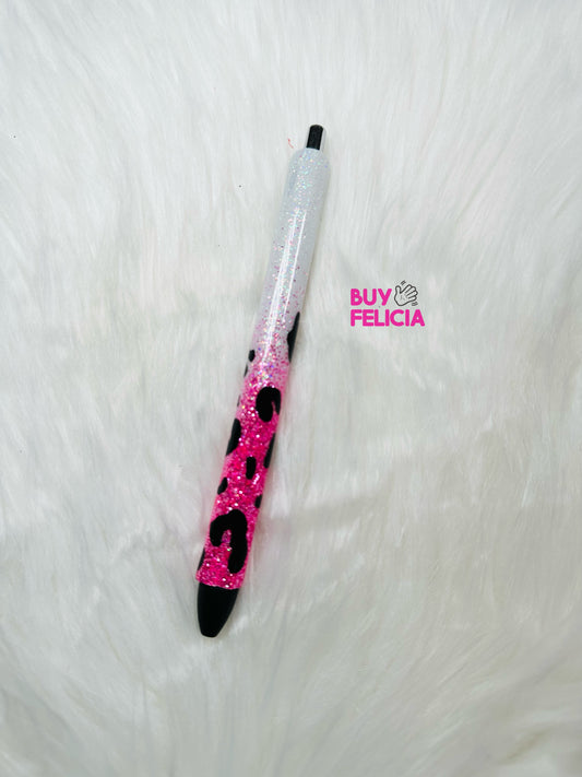 Pink and White Leopard Pen