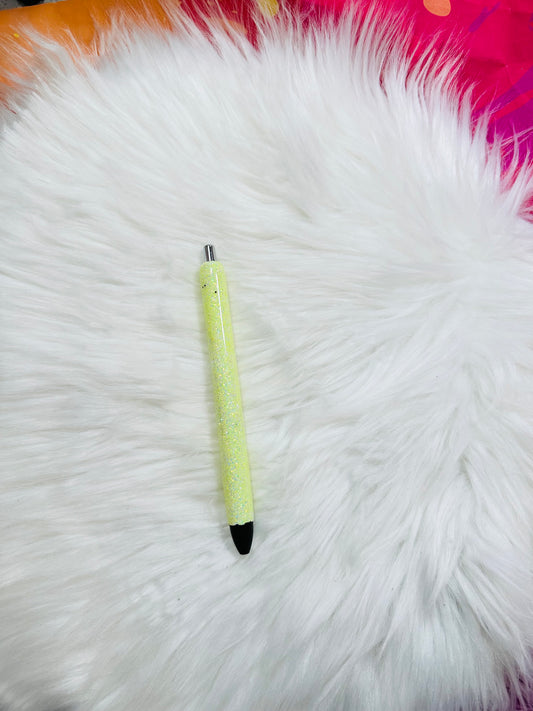 Yellow Glitter - refillable pen