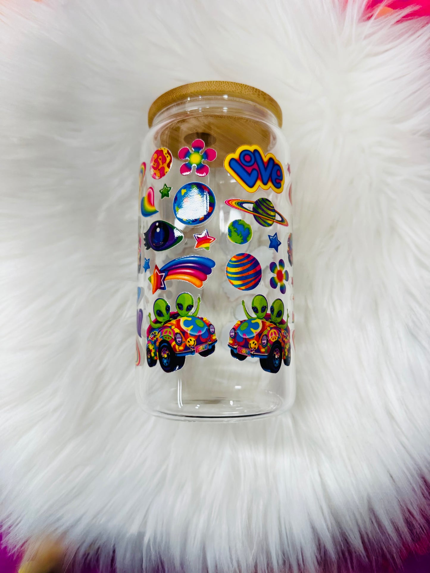 16oz Glass Cup - Lisa Frank