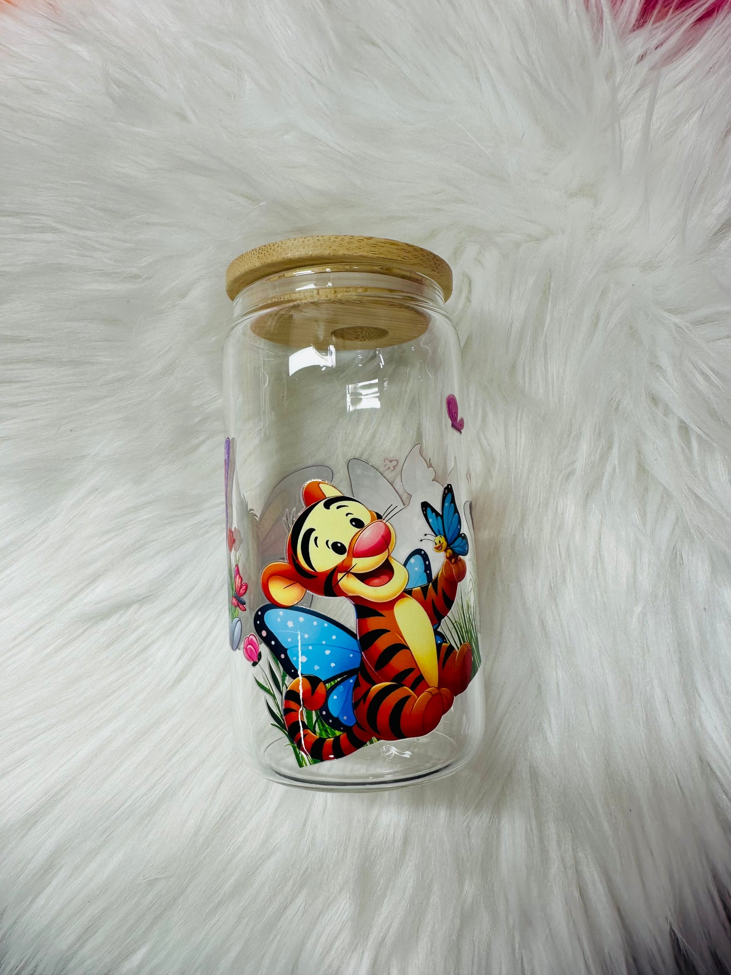 12oz Glass Cup - Winnie the Pooh characters