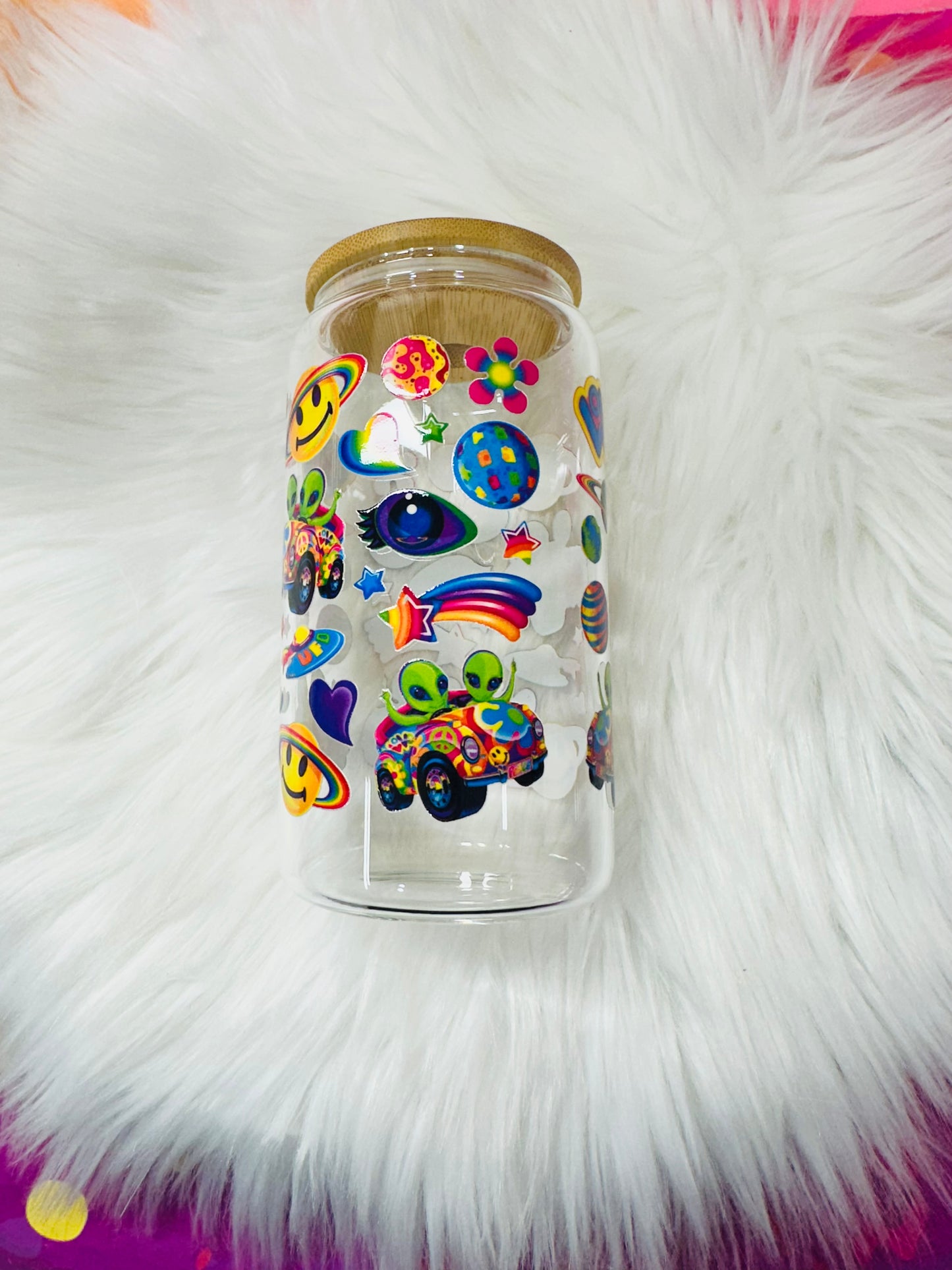 16oz Glass Cup - Lisa Frank