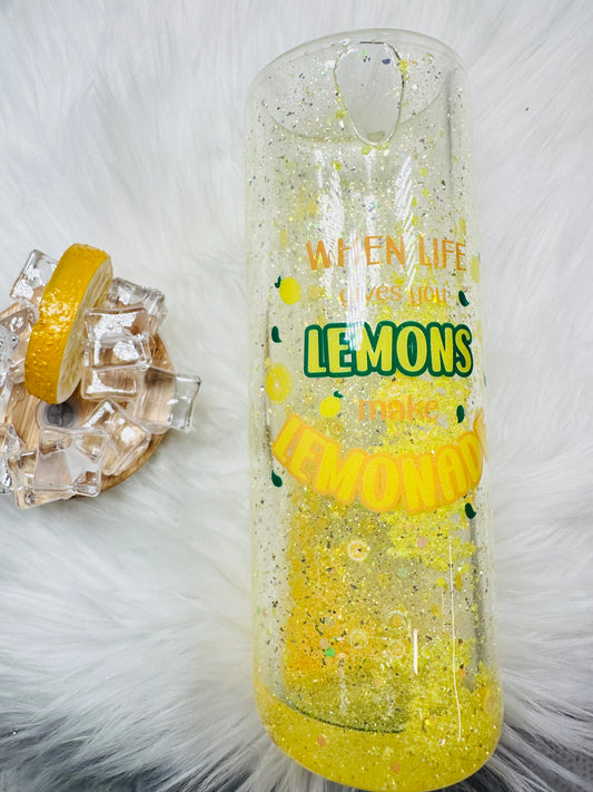 20oz Glass Snow globe Lemonade with topper