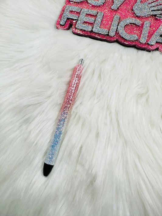 Pink and White Ombre - refillable pen (made to order)