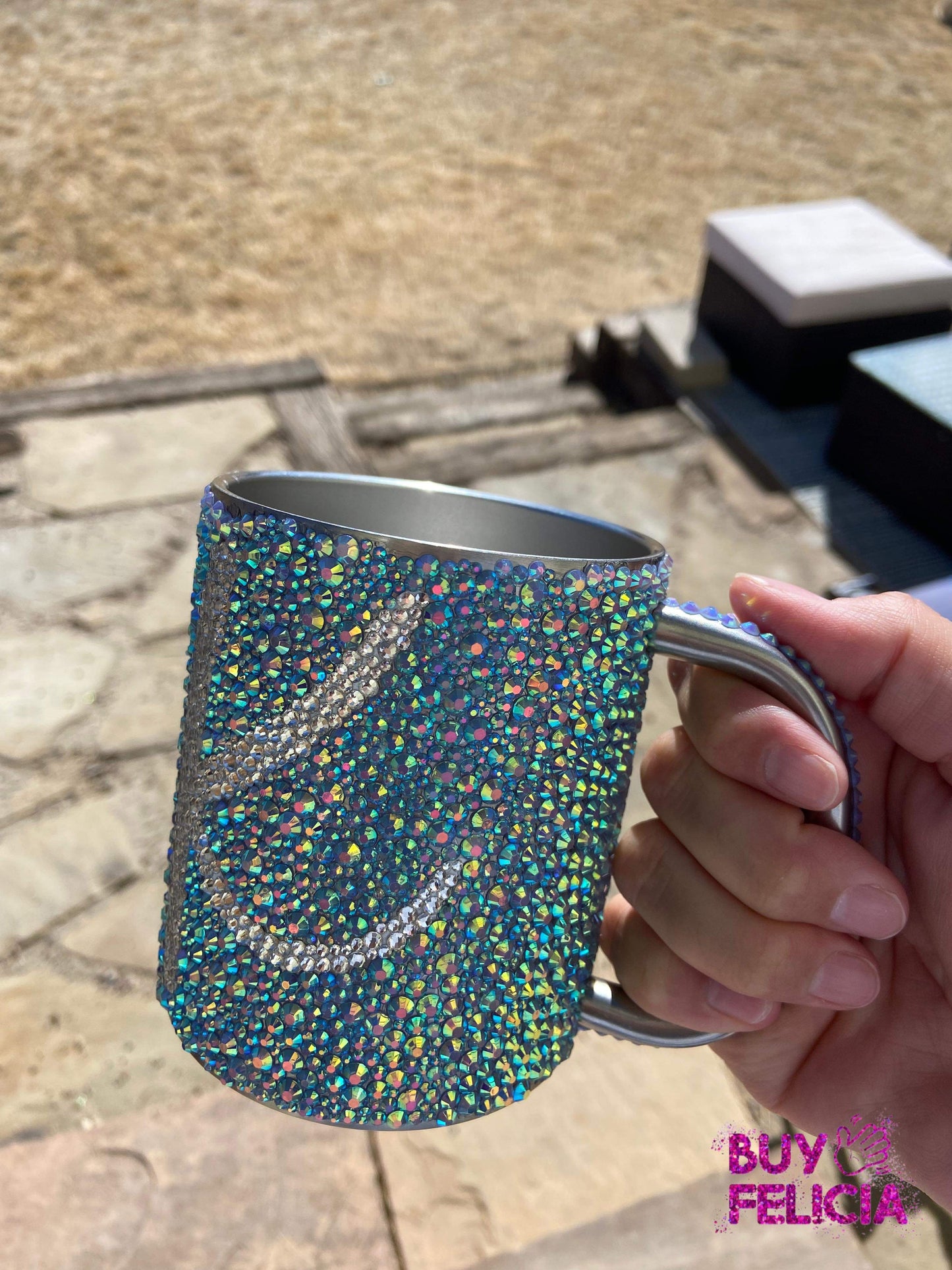 Initial Rhinestone Mug