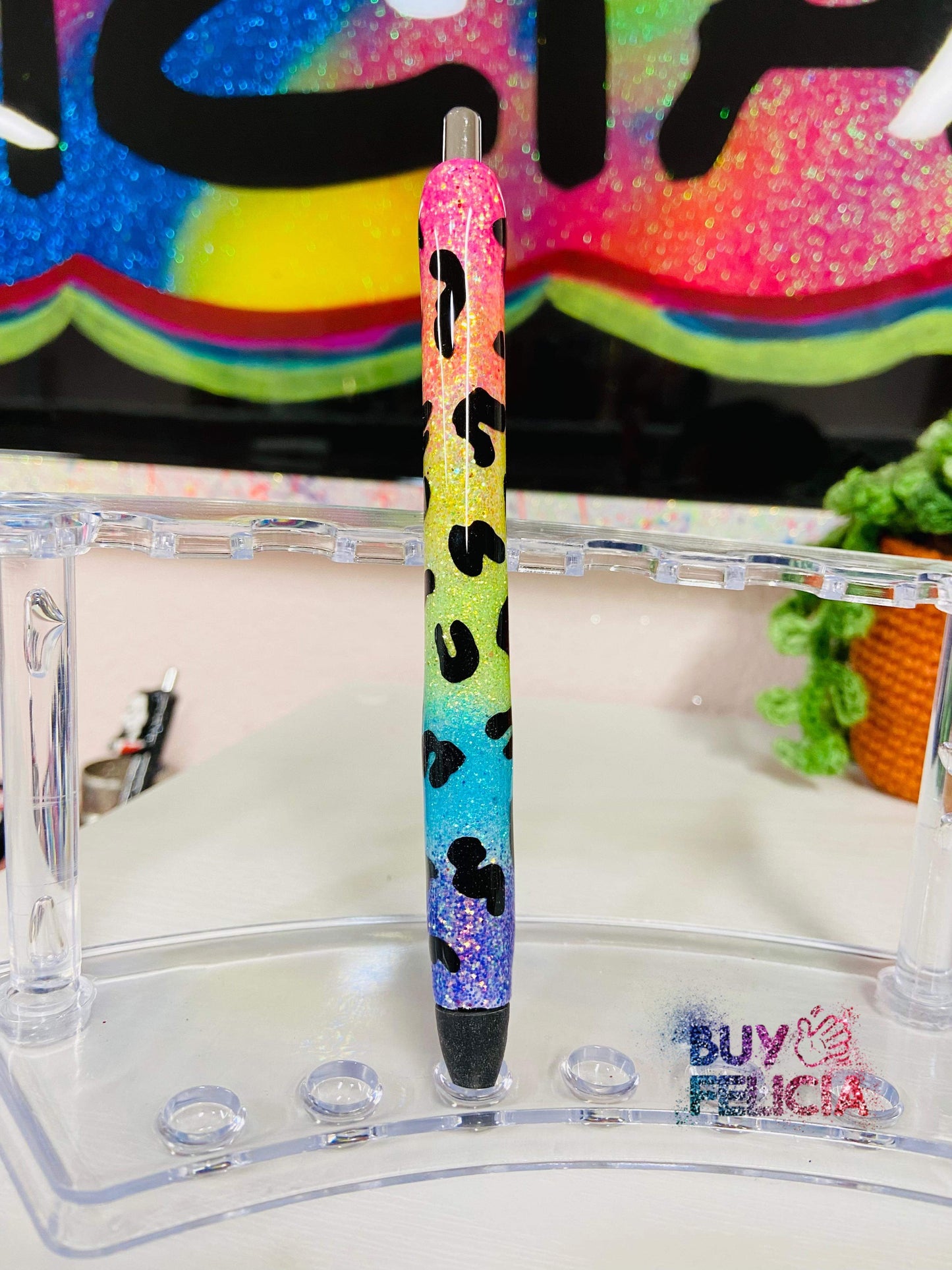 Neon Rainbow Leopard Pen| Refillable